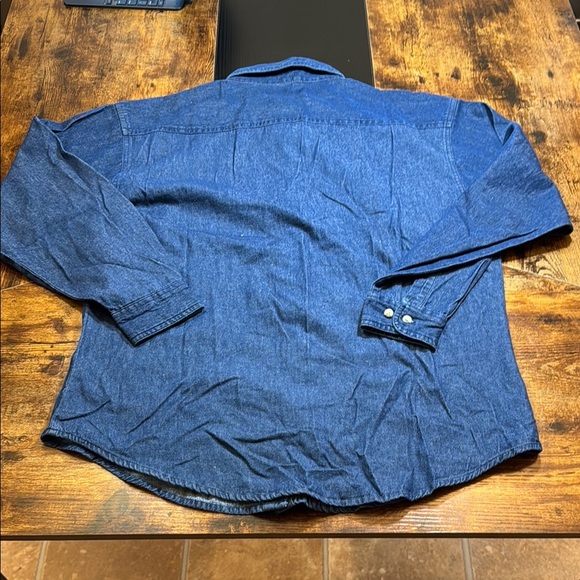 Blue Denim Button Down Shirt with Pointed Collar - Picture 7 of 7